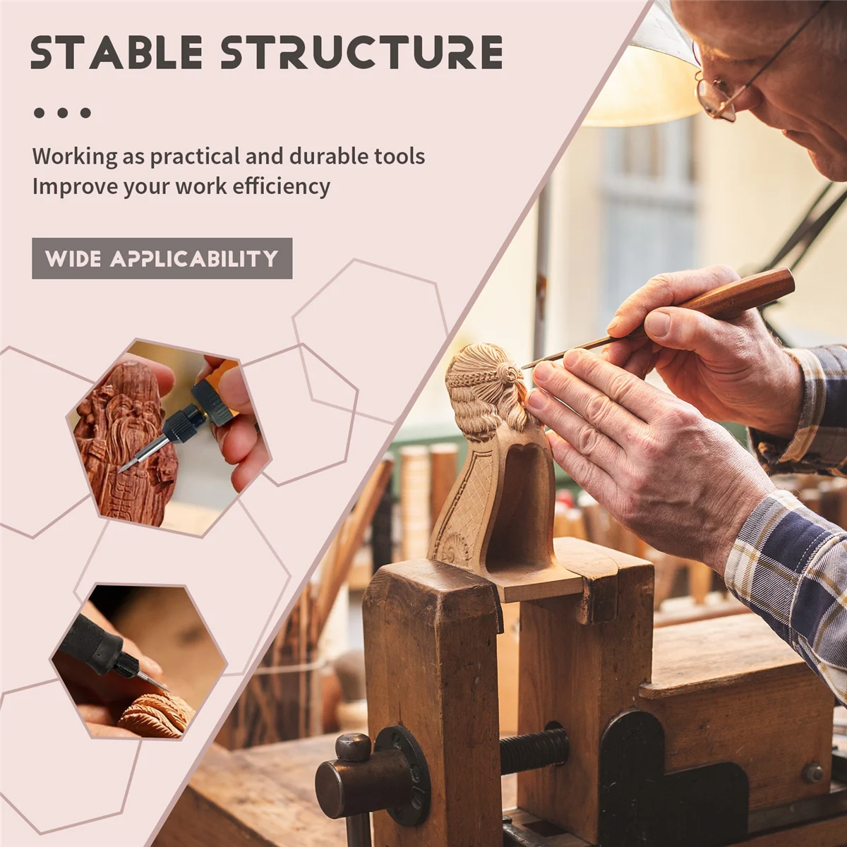 7Pc Wood Carving Tools,1/8Inch Shank HSS Engraving Drill Tool Wood Crafts Accessories with 4486 Chuck for Dremel Tool
7Pc Wood Carving Tools,1/8Inch Shank HSS Engraving Drill Tool Wood Crafts Accessories with 4486 Chuck for Dremel Tool