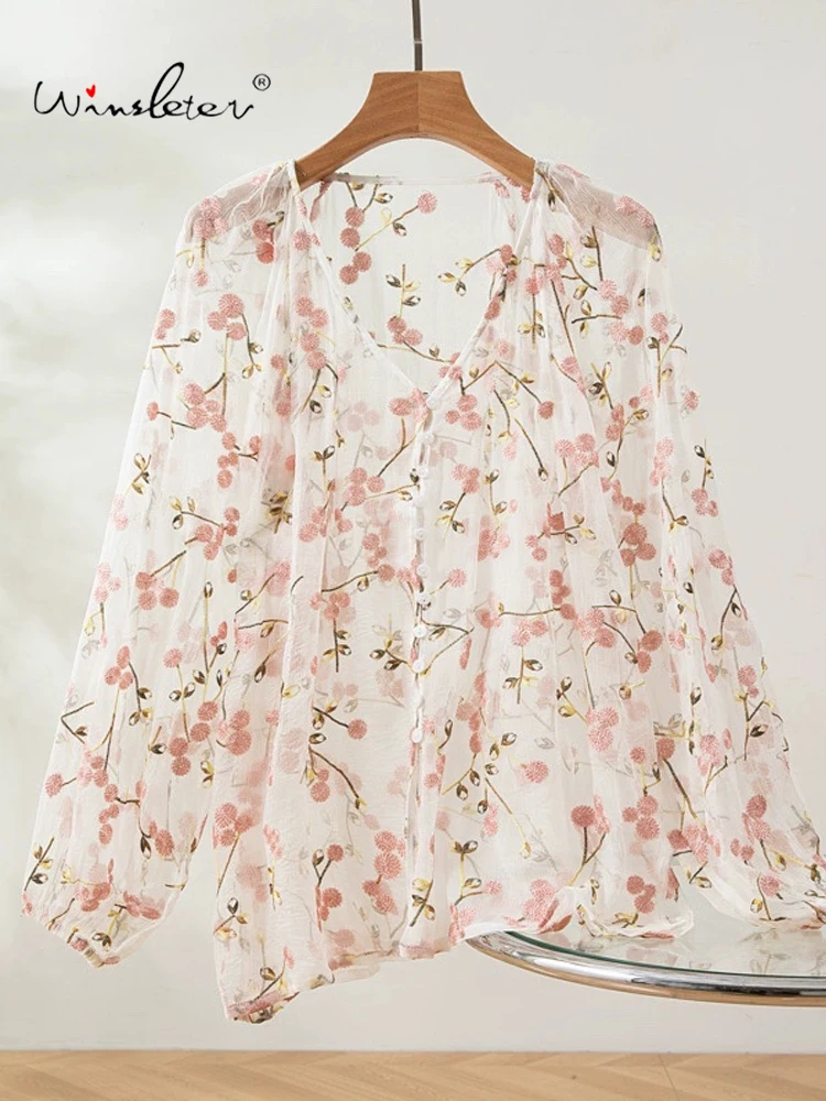 Winsleter-Women 100%Real Silk Elegant Shirt, Long Sleeve Embroidery, Vacation Sweet Loose Sunscreen Blouse, 2025 Summer T54421CC
Winsleter-Women 100%Real Silk Elegant Shirt, Long Sleeve Embroidery, Vacation Sweet Loose Sunscreen Blouse, 2025 Summer T54421CC