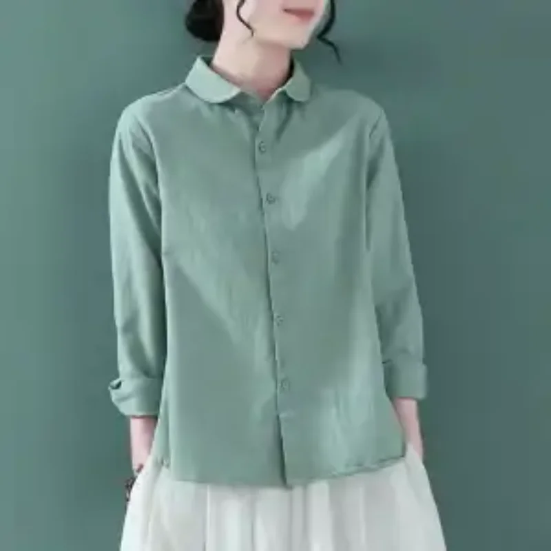 Women's Cotton Long Sleeve Shirt Plus Size Loose Casual Solid Color Button Down Blouse
Women's Cotton Long Sleeve Shirt Plus Size Loose Casual Solid Color Button Down Blouse