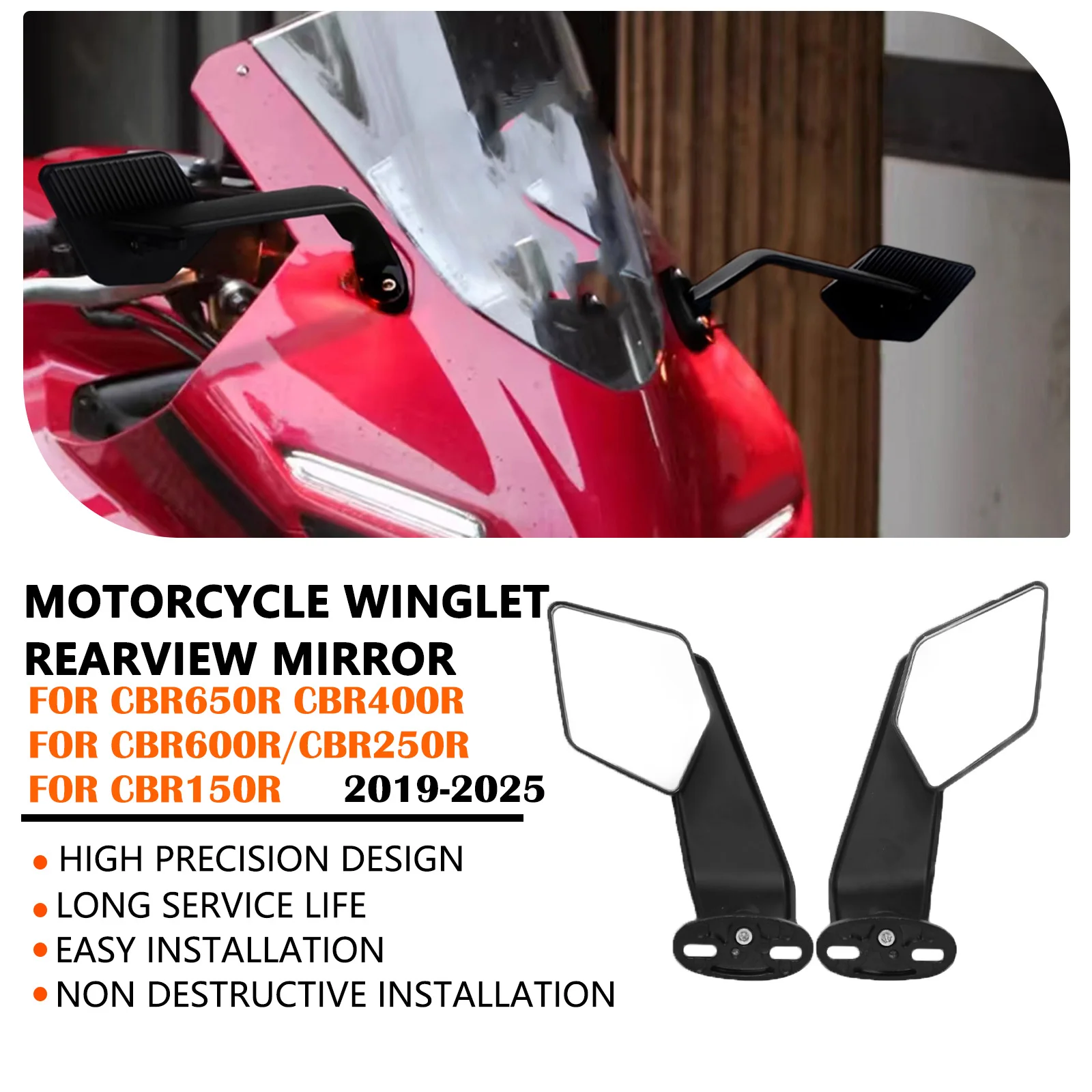 CBR250R CBR150R 2025 Motorcycle Side View Mirror Mirror Kit Adjustable Side Mirror For Honda CBR650R CBR400R CBR600R 2019-2024
CBR250R CBR150R 2025 Motorcycle Side View Mirror Mirror Kit Adjustable Side Mirror For Honda CBR650R CBR400R CBR600R 2019-2024