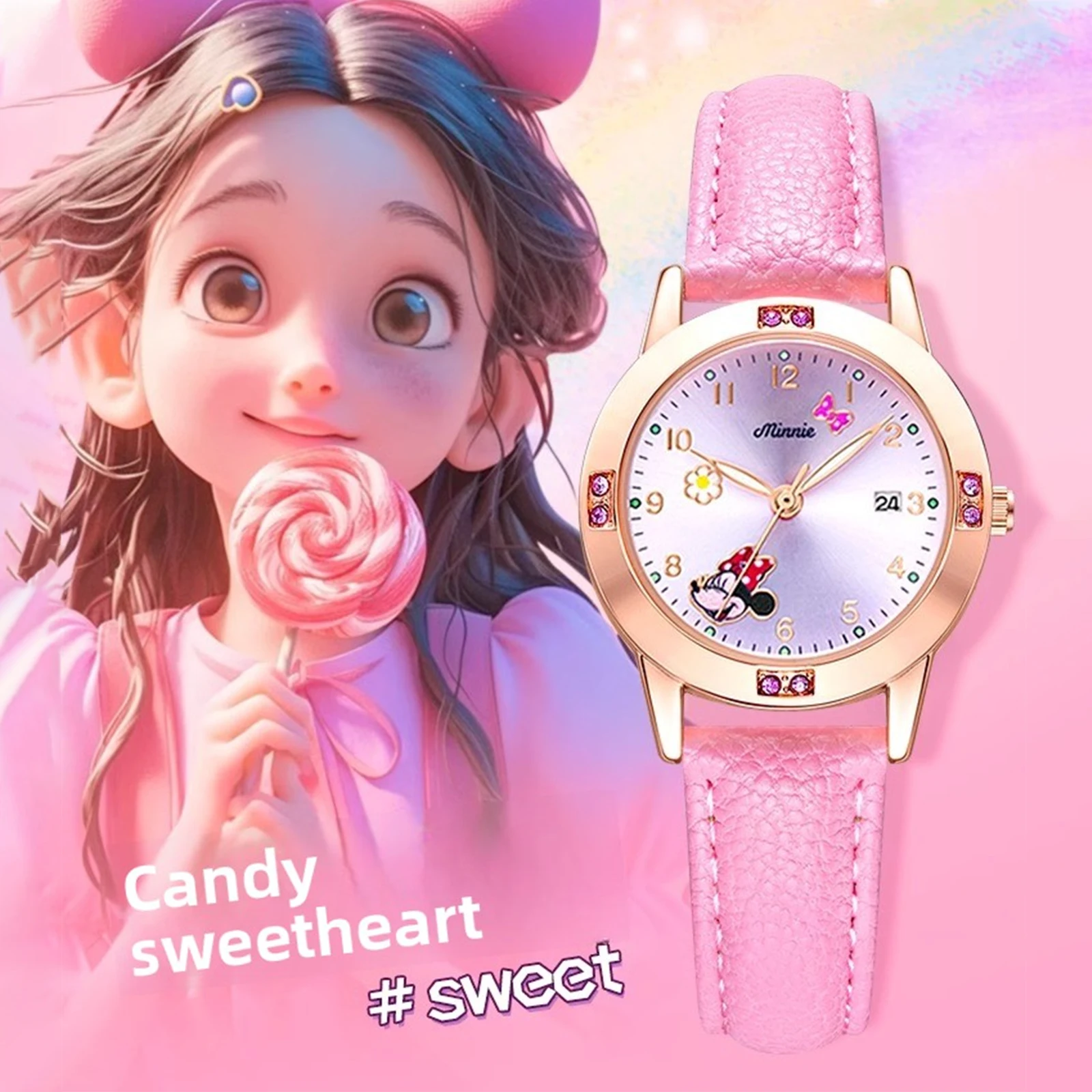 Disney Minnie Kids Quartz Watch Luminous Hands Waterproof Calendar Feature Cute Girl Wristwatch Student Clock Gift
Disney Minnie Kids Quartz Watch Luminous Hands Waterproof Calendar Feature Cute Girl Wristwatch Student Clock Gift