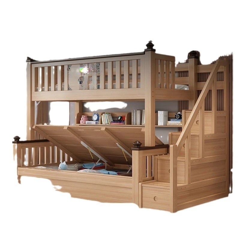 Upper and lower bunk beds, all solid wood small apartments, children's two-story high and low double elevated adult mother and c
Upper and lower bunk beds, all solid wood small apartments, children's two-story high and low double elevated adult mother and c