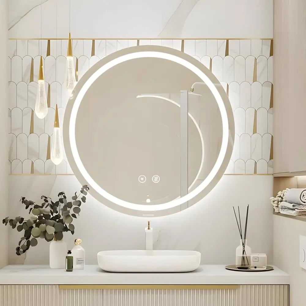 Круглое светодиодное зеркало для ванной комнаты, косметическое зеркало 28 часов с подсветкой, противотуманное, 3-цветное зеркало с регулируемой яркостью для ванной комнаты, настенное крепление
Круглое светодиодное зеркало для ванной комнаты, косметическое зеркало 28 часов с подсветкой, противотуманное, 3-цветное зеркало с регулируемой яркостью для ванной комнаты, настенное крепление