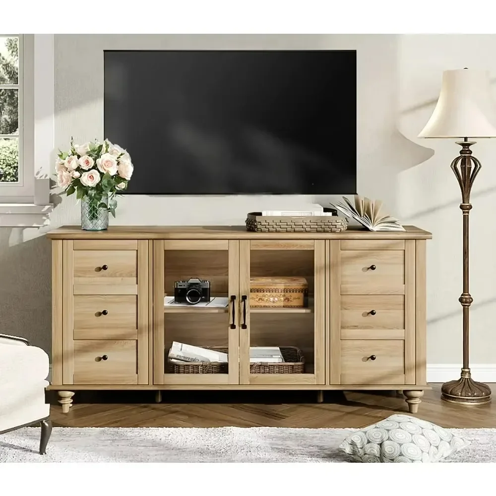Glass Door Farmhouse TV Stand for 32-75" TVs with 4 Storage Cabinets, Oak Living Room Furniture Home Furniture
Glass Door Farmhouse TV Stand for 32-75" TVs with 4 Storage Cabinets, Oak Living Room Furniture Home Furniture