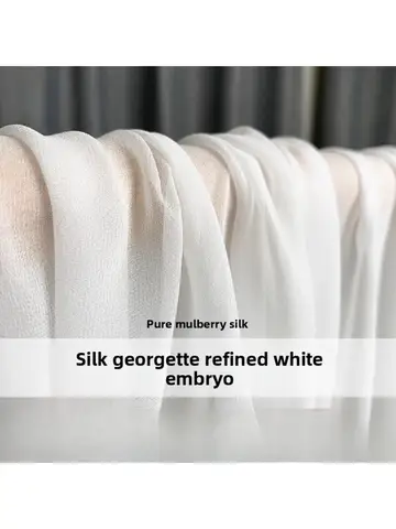 White Natural Mulberry Silk Georgette Fabric for DIY Sew Dyeing Printing Refining White Embryo Clothing Fashion Cloth Material