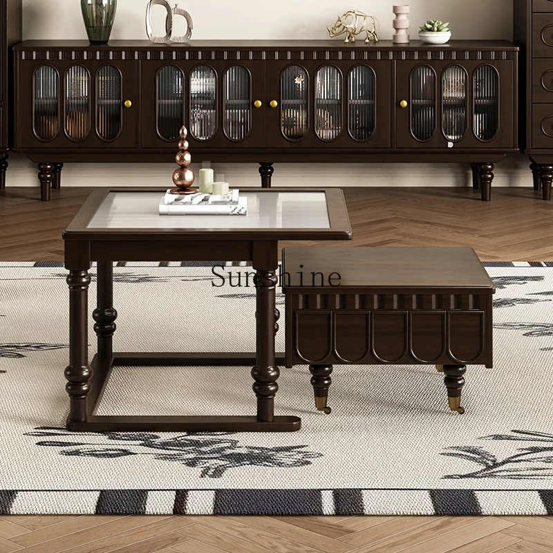 American light luxury retro pure solid wood coffee table TV cabinet combination size apartment household
American light luxury retro pure solid wood coffee table TV cabinet combination size apartment household