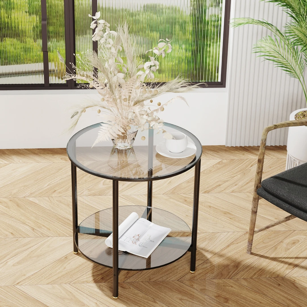 Round Tempered Glass Coffee Table Side Table Set 2-Tier Metal Frame Storage Modern Living Room Home Office Furniture Small Space
Round Tempered Glass Coffee Table Side Table Set 2-Tier Metal Frame Storage Modern Living Room Home Office Furniture Small Space