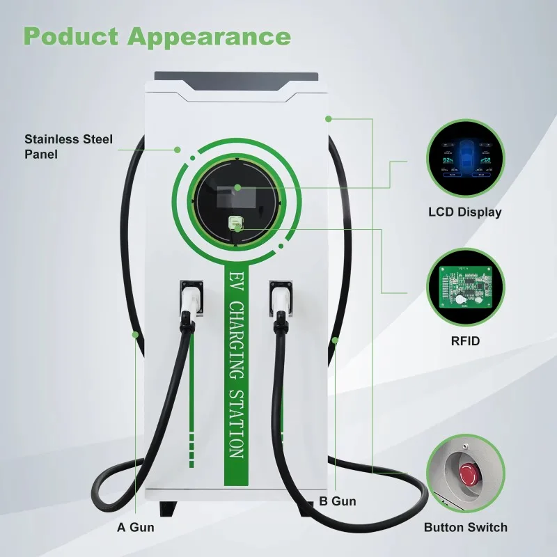Custom Commercial EV Charging Stations 60kW 120kW Fast DC EV Charger TUV Smart DC Charging Pile with Gun Line Manager
Custom Commercial EV Charging Stations 60kW 120kW Fast DC EV Charger TUV Smart DC Charging Pile with Gun Line Manager