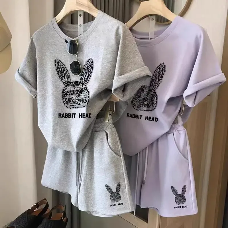 Women's 2025 Summer New Short Sleeves and Shorts Suit Loose Fashion Large Size Casual Outer Wear Running Sports 2 Two piece Sets
Women's 2025 Summer New Short Sleeves and Shorts Suit Loose Fashion Large Size Casual Outer Wear Running Sports 2 Two piece Sets