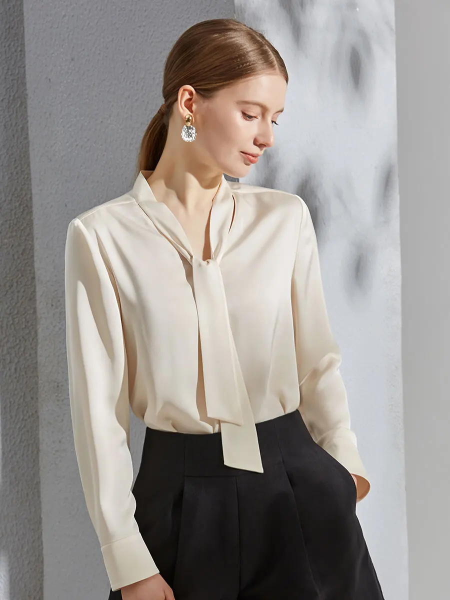 Ele Matte Satin Chiffon Long Sve Ribbon irt Women's Top Anti-Wrinkle Breathable Comfortable French Sle Straight Cut
Ele Matte Satin Chiffon Long Sve Ribbon irt Women's Top Anti-Wrinkle Breathable Comfortable French Sle Straight Cut