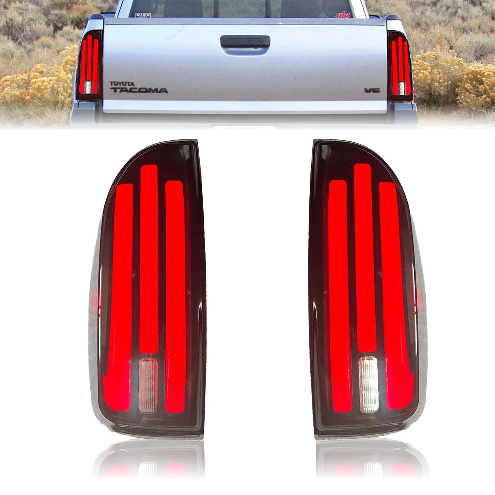 LED Tail Lights for Tacoma 2005-2015 - Sequential Turn Signals, Black Housing, Plug & Play
LED Tail Lights for Tacoma 2005-2015 - Sequential Turn Signals, Black Housing, Plug & Play