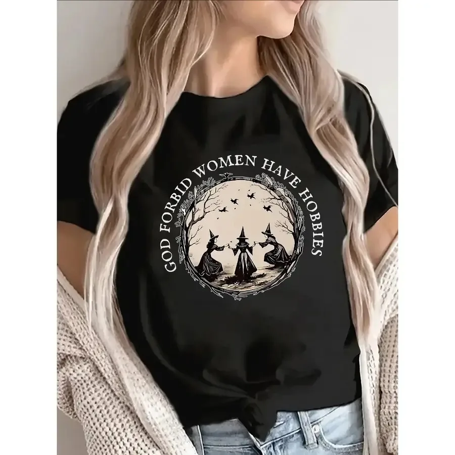 【New style】Short Sleeve T-Shirt God Forbid Women Have Hobbies Witch Design Lightweight And Durable Perfect for Casual Wear at H
【New style】Short Sleeve T-Shirt God Forbid Women Have Hobbies Witch Design Lightweight And Durable Perfect for Casual Wear at H