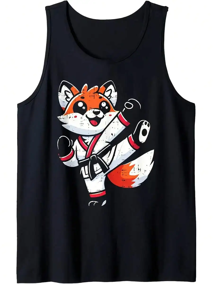 Mens Sleeveless Tank Top With Martial Arts Fox Print - Polyester Casual Crew Neck Summer Shirt
Mens Sleeveless Tank Top With Martial Arts Fox Print - Polyester Casual Crew Neck Summer Shirt
