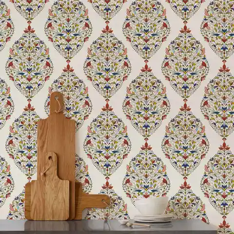Traditional Turkish Wallpaper,Beautiful Floral Wallpaper Self adhesive,Peel and Stick Wallpaper,Indian Motifs Mural Paper 50*300