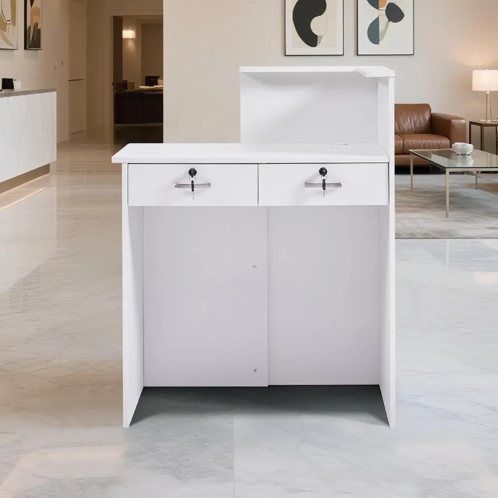 Reception Desk w/Counter,Small Front Desk w/Two Lockable Drawer,Cable Management Holes,Counter Table for Salon Lobby Office Home
Reception Desk w/Counter,Small Front Desk w/Two Lockable Drawer,Cable Management Holes,Counter Table for Salon Lobby Office Home