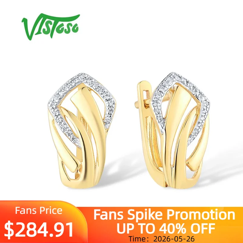 VISTOSO Authentic 14K 585 Yellow Gold Earrings For Women Sparkling Diamond Chic Elegant Twist Earrings Wedding Fine Jewelry
VISTOSO Authentic 14K 585 Yellow Gold Earrings For Women Sparkling Diamond Chic Elegant Twist Earrings Wedding Fine Jewelry