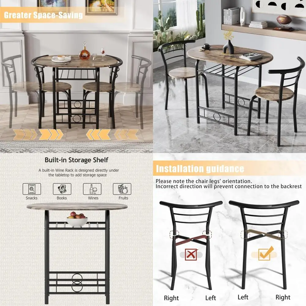 Space-Saving Wooden Breakfast Nook Set with Metal Legs and Built-In Wine Rack, Walnut/Black
Space-Saving Wooden Breakfast Nook Set with Metal Legs and Built-In Wine Rack, Walnut/Black