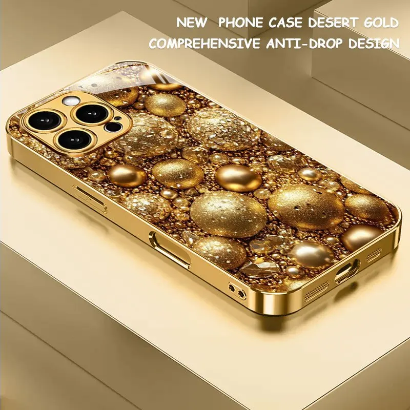 New gold-sequined spherical electroplated glass phone case, suitable for iPhone 17, 16, 15, 14, 13, 12, 11, etc.
New gold-sequined spherical electroplated glass phone case, suitable for iPhone 17, 16, 15, 14, 13, 12, 11, etc.