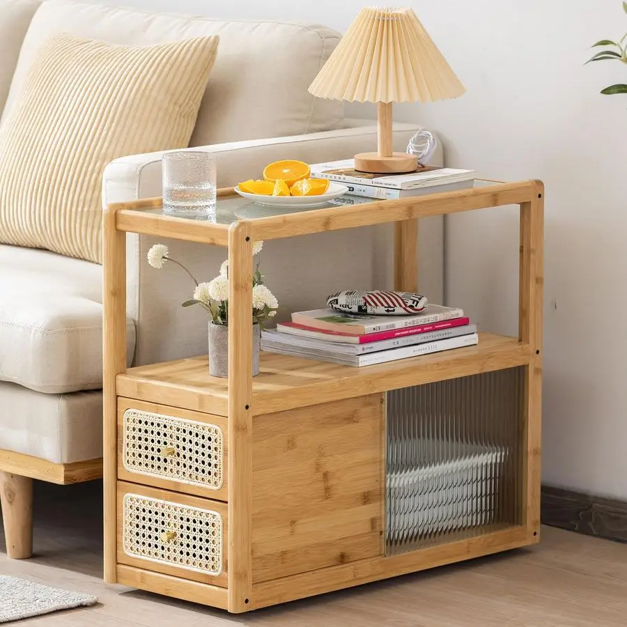 Rattan Nightstand Side Table, Bamboo Accent Bedside Tables, Glass Coffee Tables, Boho Wooden End Table with Storage for Small Sp
Rattan Nightstand Side Table, Bamboo Accent Bedside Tables, Glass Coffee Tables, Boho Wooden End Table with Storage for Small Sp