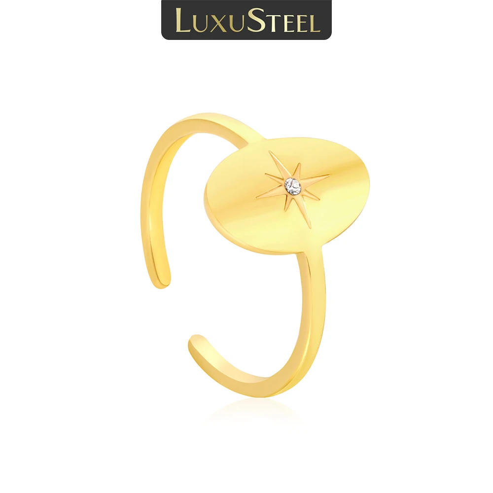 LUXUSTEEL Cubic Zirconia Opening Ring For Women Man Stainless Steel 18K Gold Plated Engagement Rings Jewelry Gift for Party
LUXUSTEEL Cubic Zirconia Opening Ring For Women Man Stainless Steel 18K Gold Plated Engagement Rings Jewelry Gift for Party