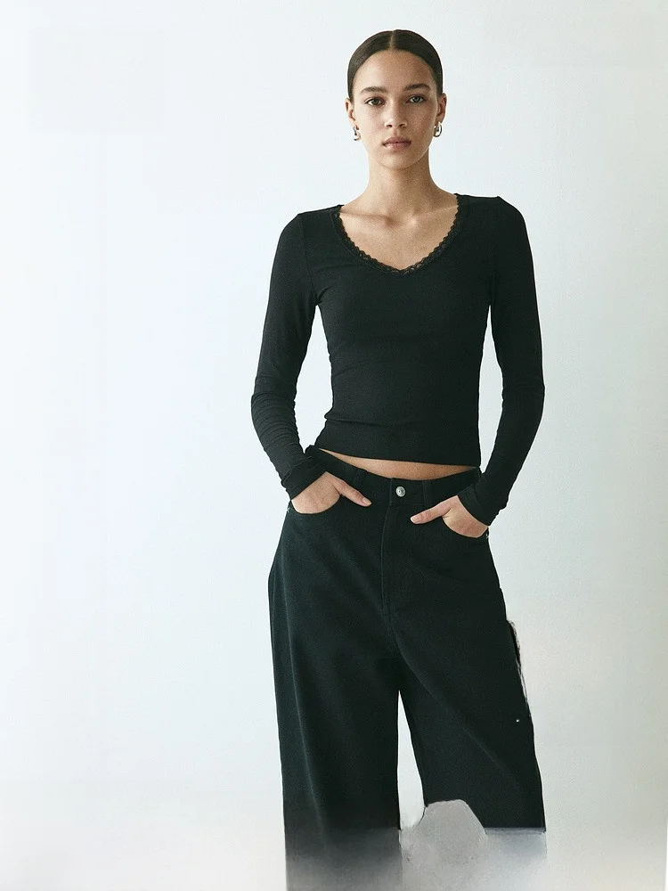 Новая весенняя женская спортивная тканевая футболка с кружевной отделкой H & M, повседневная облегающая длинная футболка цвета свека, универсальная посадка
Новая весенняя женская спортивная тканевая футболка с кружевной отделкой H & M, повседневная облегающая длинная футболка цвета свека, универсальная посадка