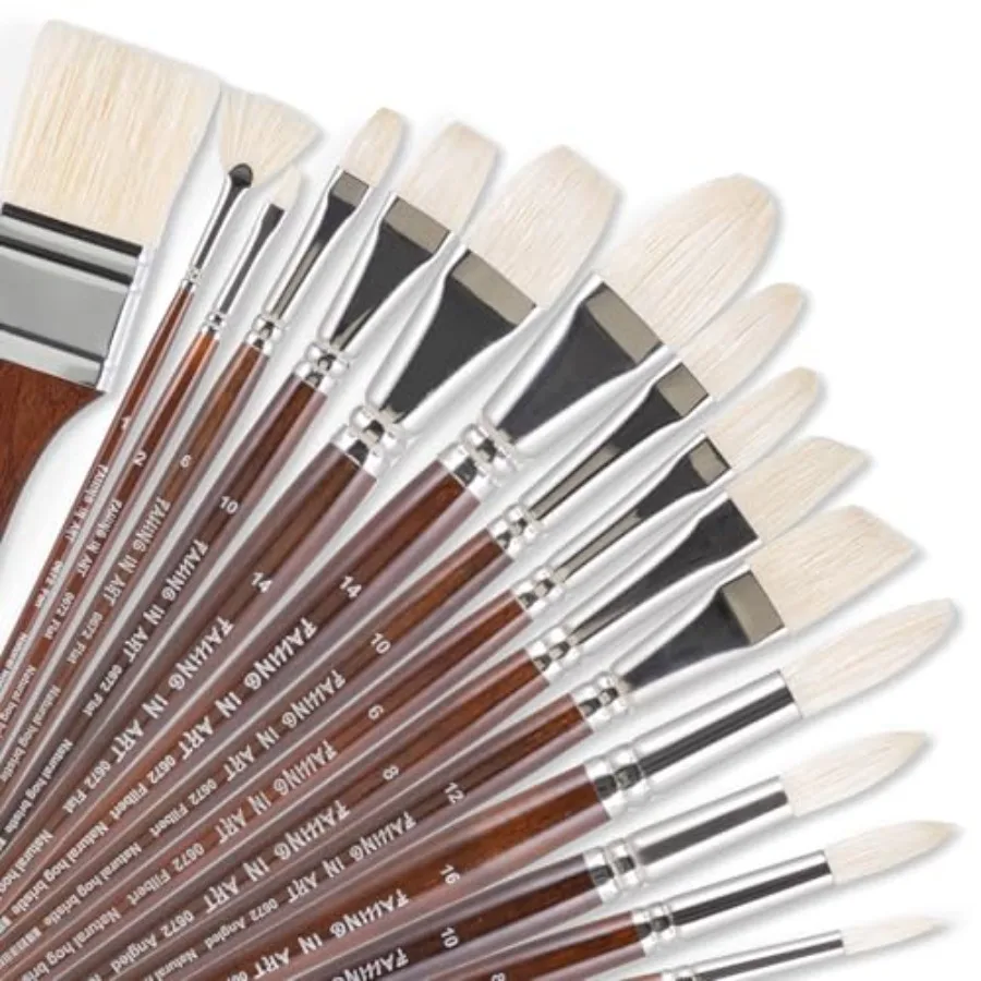 Natural Bristle Professional Paintbrush Set 15PCS Long Handle Brushes for Acrylic Painting Oil Paint Brushes of Fan Round Flat
Natural Bristle Professional Paintbrush Set 15PCS Long Handle Brushes for Acrylic Painting Oil Paint Brushes of Fan Round Flat