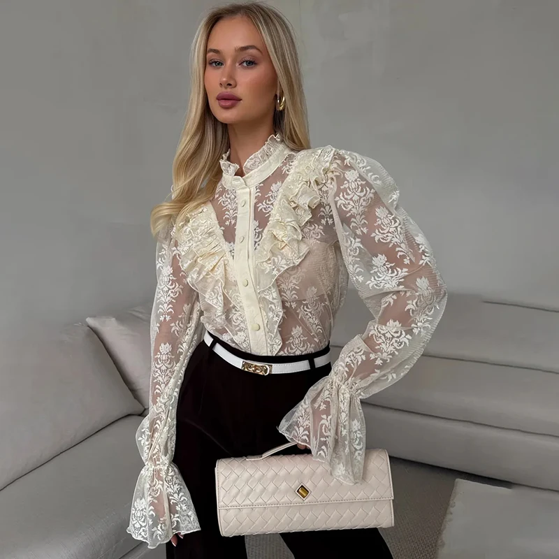 Tornova Fashion Sheer Lace Women's Blouses Retro Sexy Shirt Casual Commuting Long Sleeve Top Female Loose Shirt 2026 Sping New
Tornova Fashion Sheer Lace Women's Blouses Retro Sexy Shirt Casual Commuting Long Sleeve Top Female Loose Shirt 2026 Sping New