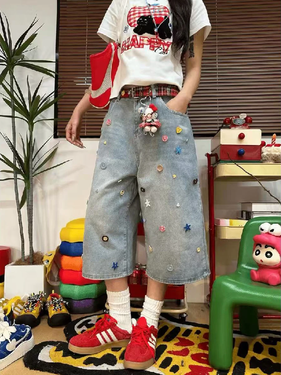 High Waist Wide Leg Jeans Women's American Style Seven-Five Jeans Loose Fit Summer Slimming Straight Cut Denim Pants
High Waist Wide Leg Jeans Women's American Style Seven-Five Jeans Loose Fit Summer Slimming Straight Cut Denim Pants