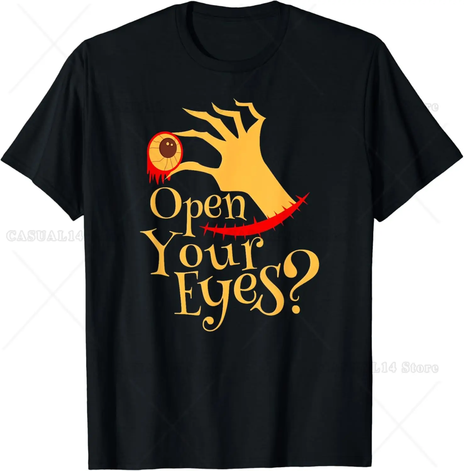 Halloween Open Your Eyes Scary Eyeball Costume T-Shirt Unisex Cotton Short Sleeve Graphic T Shirts
Halloween Open Your Eyes Scary Eyeball Costume T-Shirt Unisex Cotton Short Sleeve Graphic T Shirts