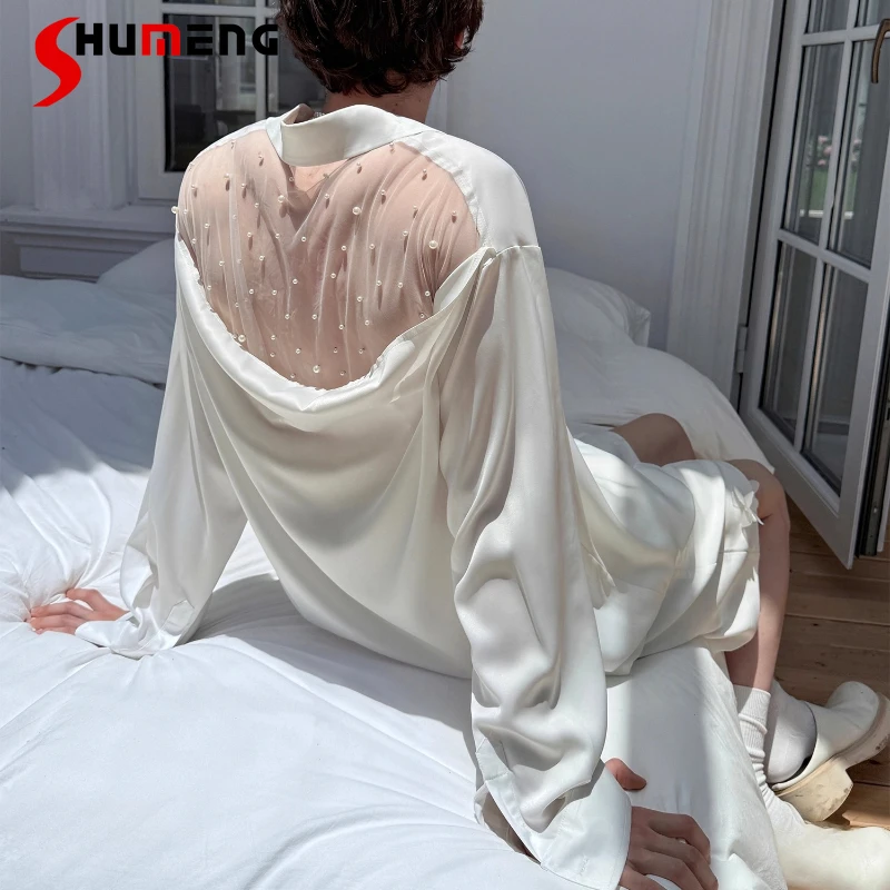 2025 Summer New Fashion Men's Micro Transparent Shirts Male Handsome Fashion Long Sleeve Design Shirts High-end Silky Satin Tops
2025 Summer New Fashion Men's Micro Transparent Shirts Male Handsome Fashion Long Sleeve Design Shirts High-end Silky Satin Tops