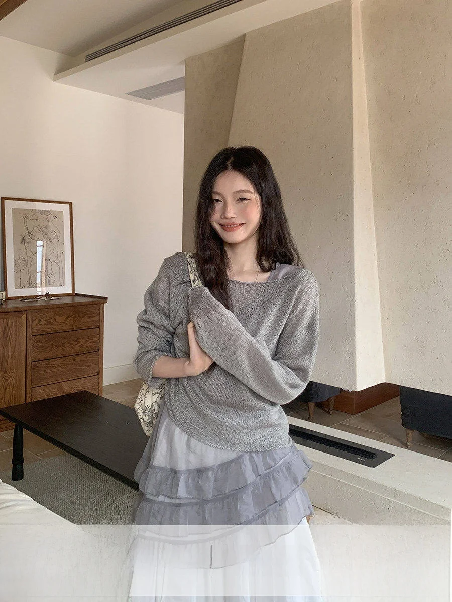 Grey Asymmetrical Ruffle Sleeveless Knitted Top Women's Style Layering Long Sleeve Korean Loose Fit Soft Casual Knitwear
Grey Asymmetrical Ruffle Sleeveless Knitted Top Women's Style Layering Long Sleeve Korean Loose Fit Soft Casual Knitwear