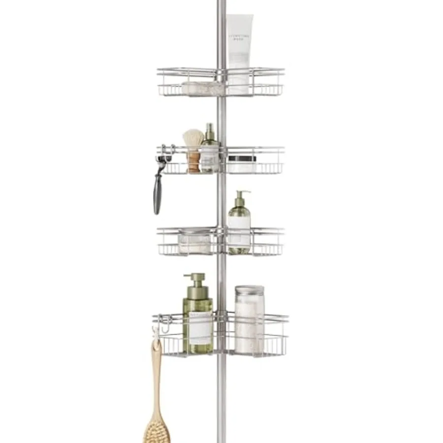 Tension Pole Shower Caddy Corner Organizer Adjustable Standing Shower Caddy with 4 L-shaped Baskets and Hooks Rust Resistant Ba
Tension Pole Shower Caddy Corner Organizer Adjustable Standing Shower Caddy with 4 L-shaped Baskets and Hooks Rust Resistant Ba