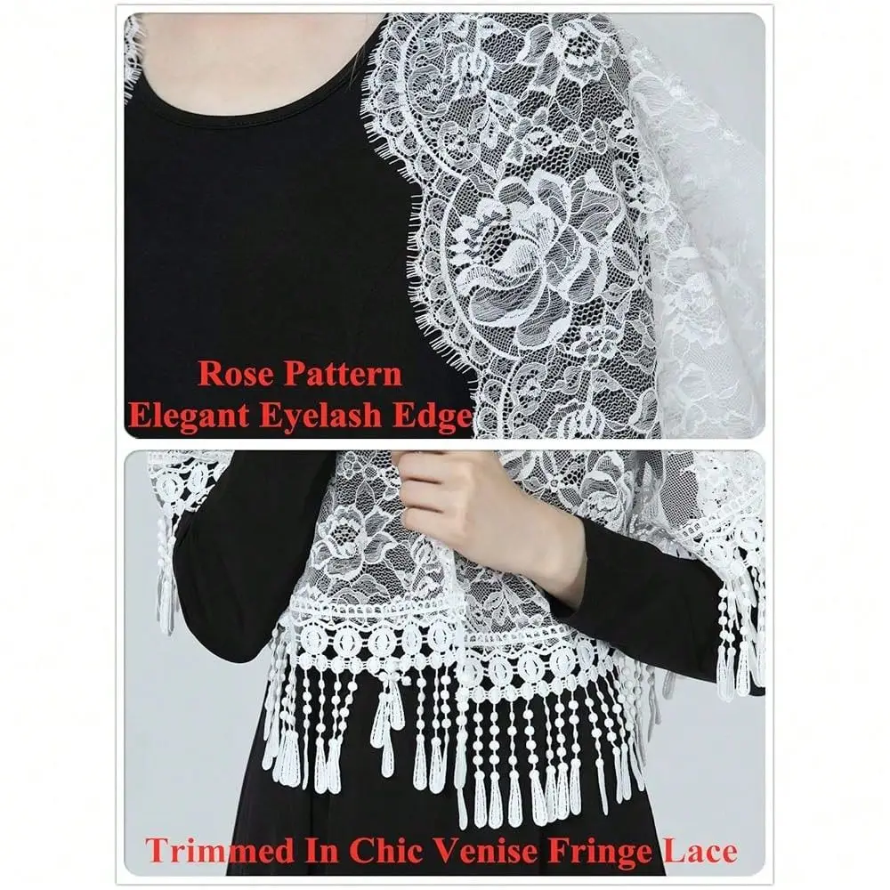 Lace Chapel Veil Floral Lace Wrap Mantilla Vintage Shawl Scarf More Styles
Lace Chapel Veil Floral Lace Wrap Mantilla Vintage Shawl Scarf More Styles