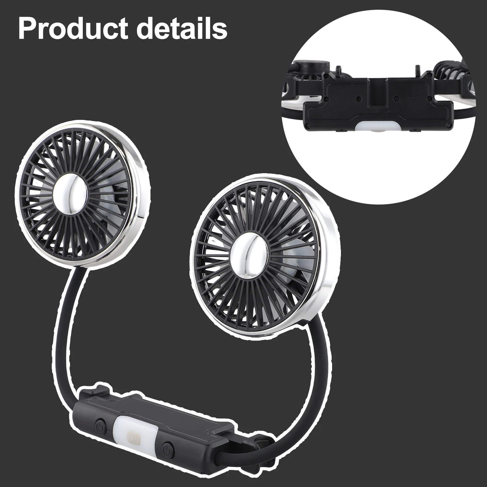 360° Rotation Double Head Car Back Seat Fan 5 Fan Blades 3-speed Wind Adjustment USB Auto Cooling Fans For Summer Car Accessorie
360° Rotation Double Head Car Back Seat Fan 5 Fan Blades 3-speed Wind Adjustment USB Auto Cooling Fans For Summer Car Accessorie