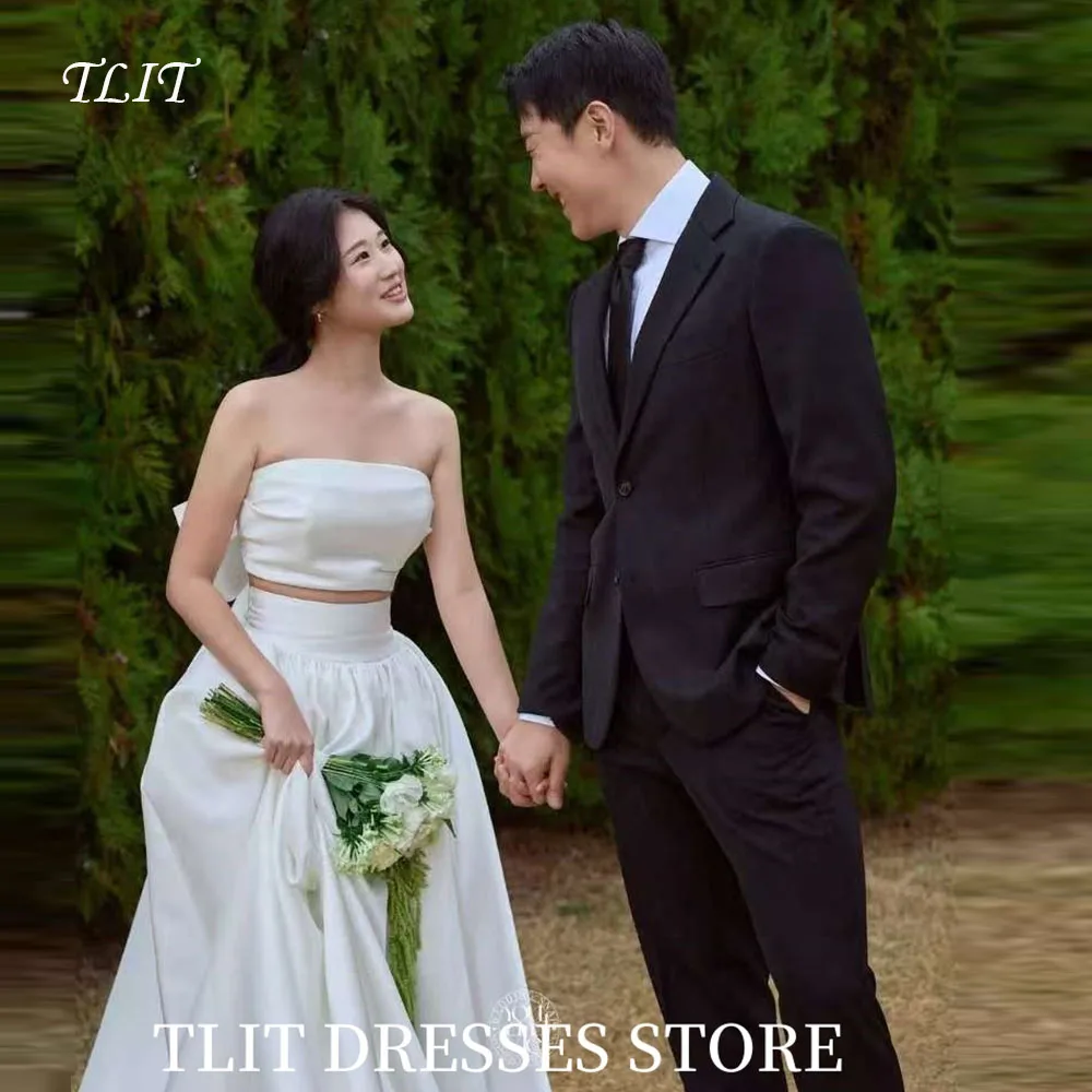 TLIT Simple Two Piece Wedding Dresses Strapless Bow Back vestidos de novia Sweep Train Bridal Gowns Customized
TLIT Simple Two Piece Wedding Dresses Strapless Bow Back vestidos de novia Sweep Train Bridal Gowns Customized