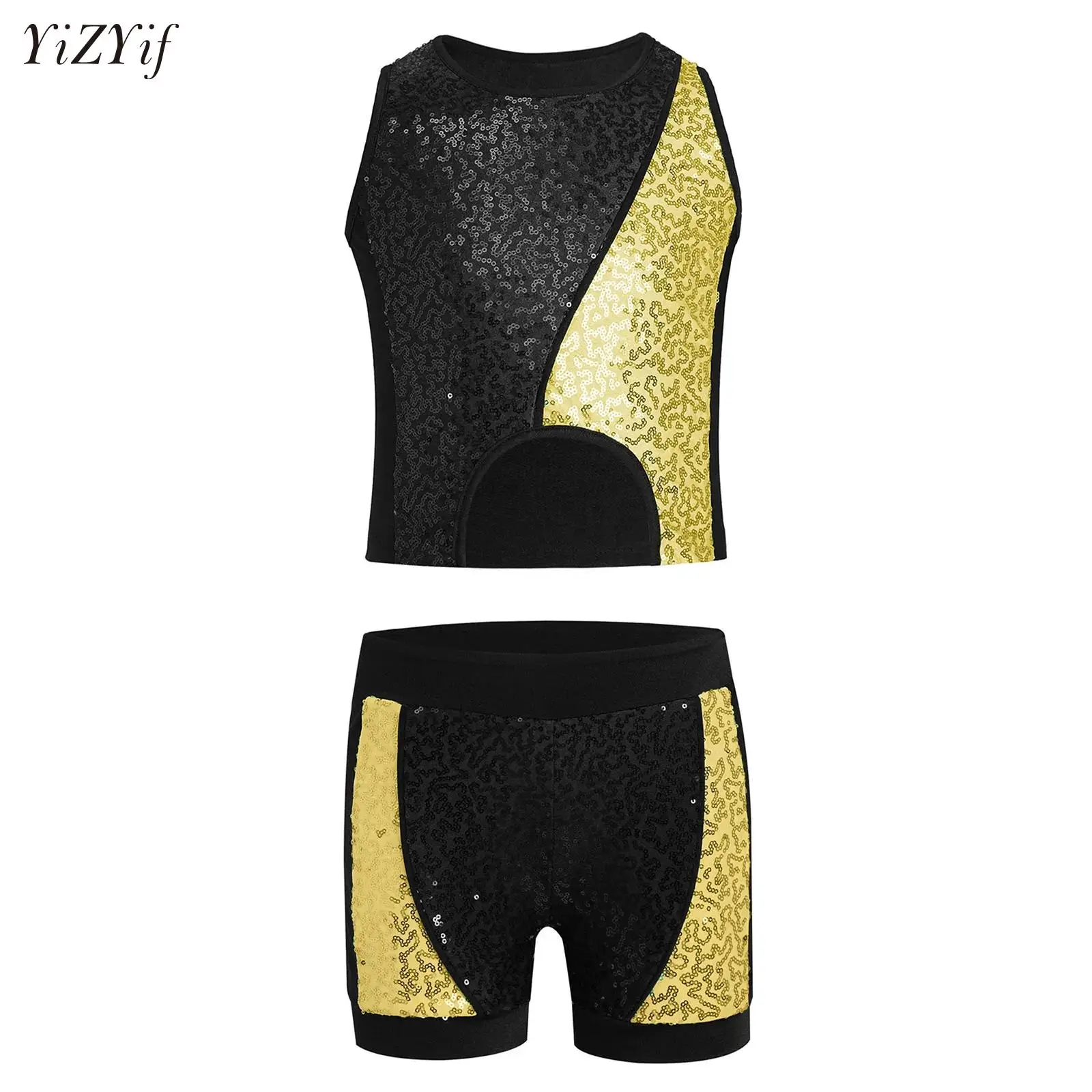 Teen Girls Sequins Jazz Latin Ballet Dance Costume Color Block Patchwork Crop Top+Jazz Shorts for Carnival Halloween Performance
Teen Girls Sequins Jazz Latin Ballet Dance Costume Color Block Patchwork Crop Top+Jazz Shorts for Carnival Halloween Performance