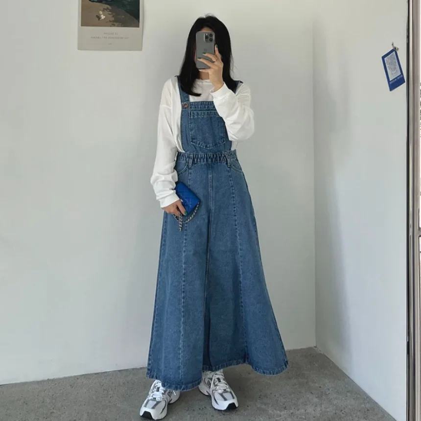 Ретро-юбка из денима с пуговицами и широкими штанинами в корейском стиле для женщин, весна-осень-зима, повседневная модная юбка-платье
Ретро-юбка из денима с пуговицами и широкими штанинами в корейском стиле для женщин, весна-осень-зима, повседневная модная юбка-платье