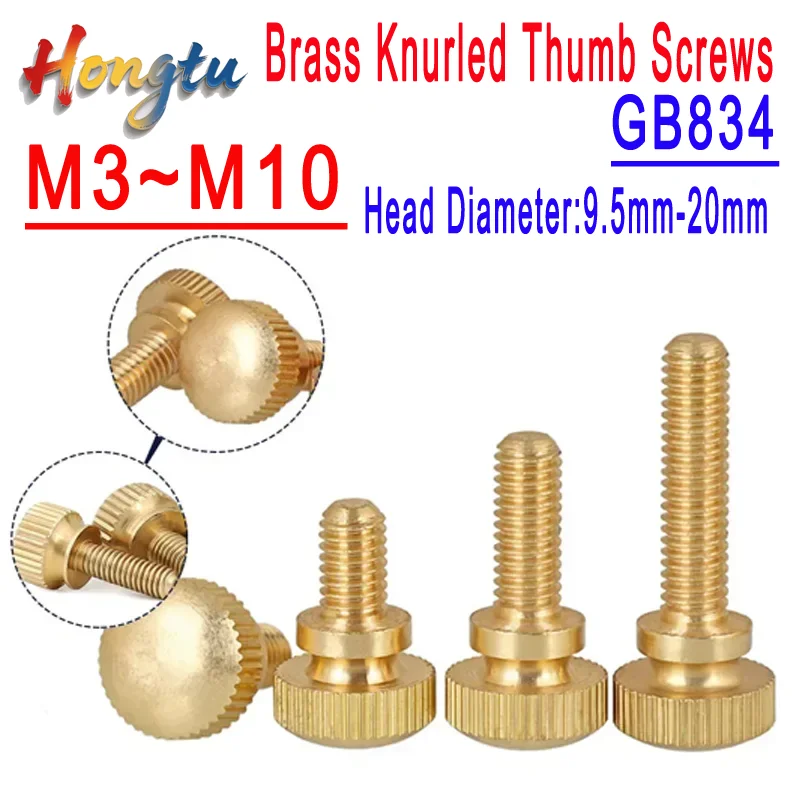 Hongtu GB834 Brass Knurled Thumb Screws - M3/M4/M5/M6/M8/M10, 5mm~50mm Thread Length, Hand Turn Step Bolts
Hongtu GB834 Brass Knurled Thumb Screws - M3/M4/M5/M6/M8/M10, 5mm~50mm Thread Length, Hand Turn Step Bolts