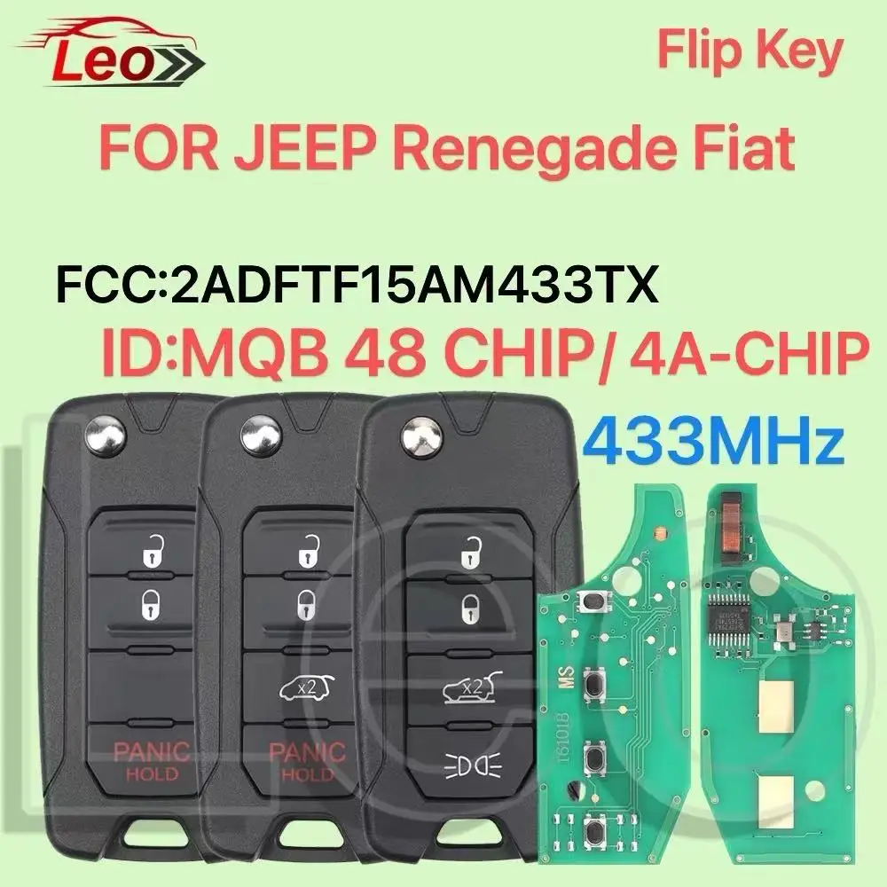 Leo Car Flip Remote Key 433MHz ID:MQB48/4A-CHIP For Jeep Wrangler Renegade 2016 2017 2018 FCC ID: RX2RKEL9 2AD FTF I5A M433TX
Leo Car Flip Remote Key 433MHz ID:MQB48/4A-CHIP For Jeep Wrangler Renegade 2016 2017 2018 FCC ID: RX2RKEL9 2AD FTF I5A M433TX