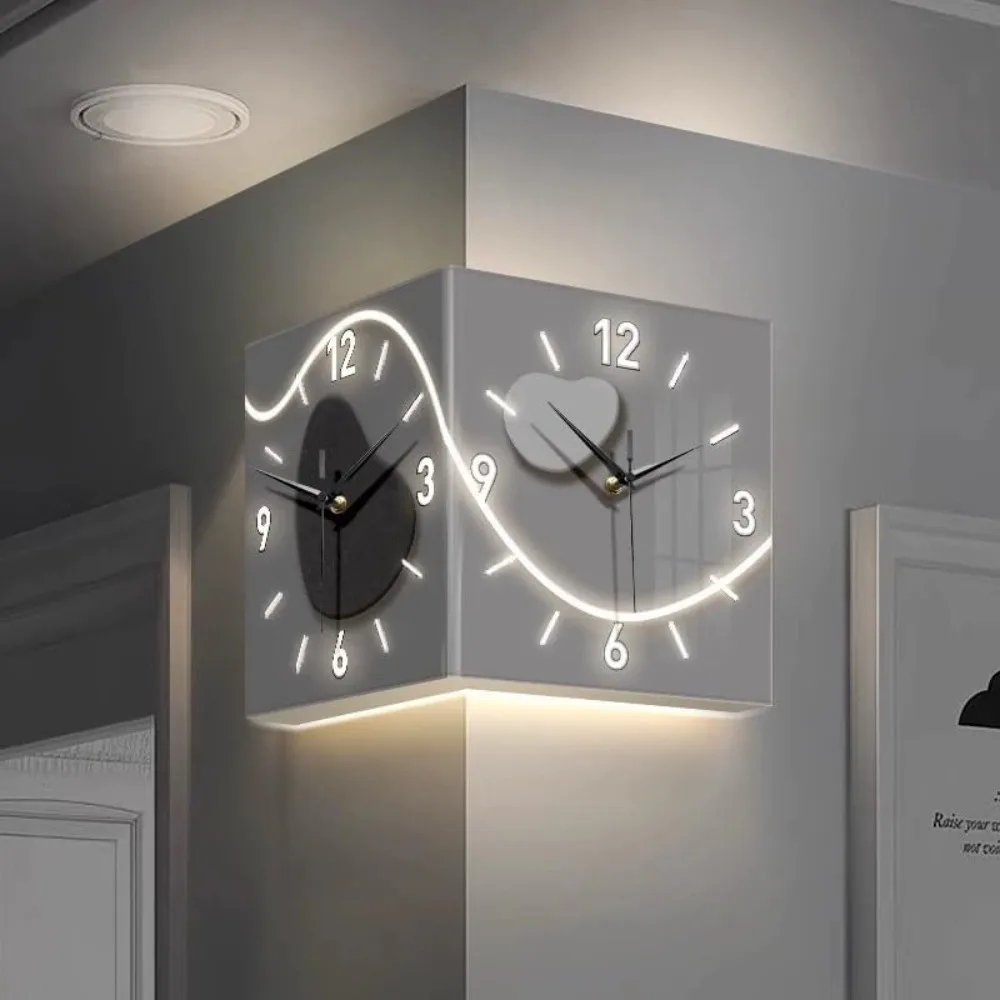 Luxury Corner Wall Clock with Light, Double Sided Corner Wall Clock, Sensor Luminous Corner Wall Clock with Numeral Scale LED
Luxury Corner Wall Clock with Light, Double Sided Corner Wall Clock, Sensor Luminous Corner Wall Clock with Numeral Scale LED