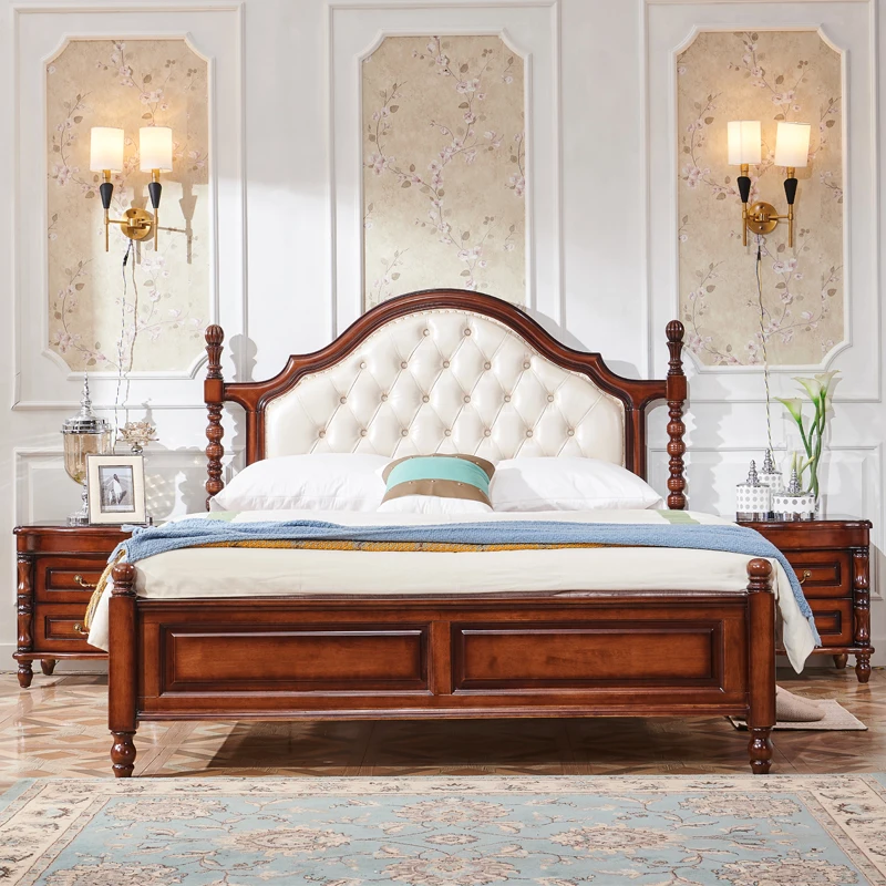 American Country Roman Column Wood Bed with Leather Upholstery Comfortable Soft Headboard 1.8m/2m Double/Queen Size
American Country Roman Column Wood Bed with Leather Upholstery Comfortable Soft Headboard 1.8m/2m Double/Queen Size