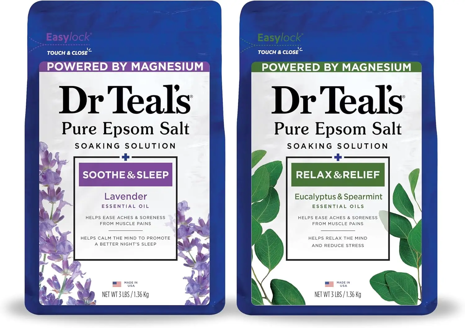 Pure Epsom Salt Lavender & Eucalyptus Duo Bundle, 3 lbs Pack of 2, Magnesium Sulfate for Muscle Relief & Relaxing Bath Soak
Pure Epsom Salt Lavender & Eucalyptus Duo Bundle, 3 lbs Pack of 2, Magnesium Sulfate for Muscle Relief & Relaxing Bath Soak