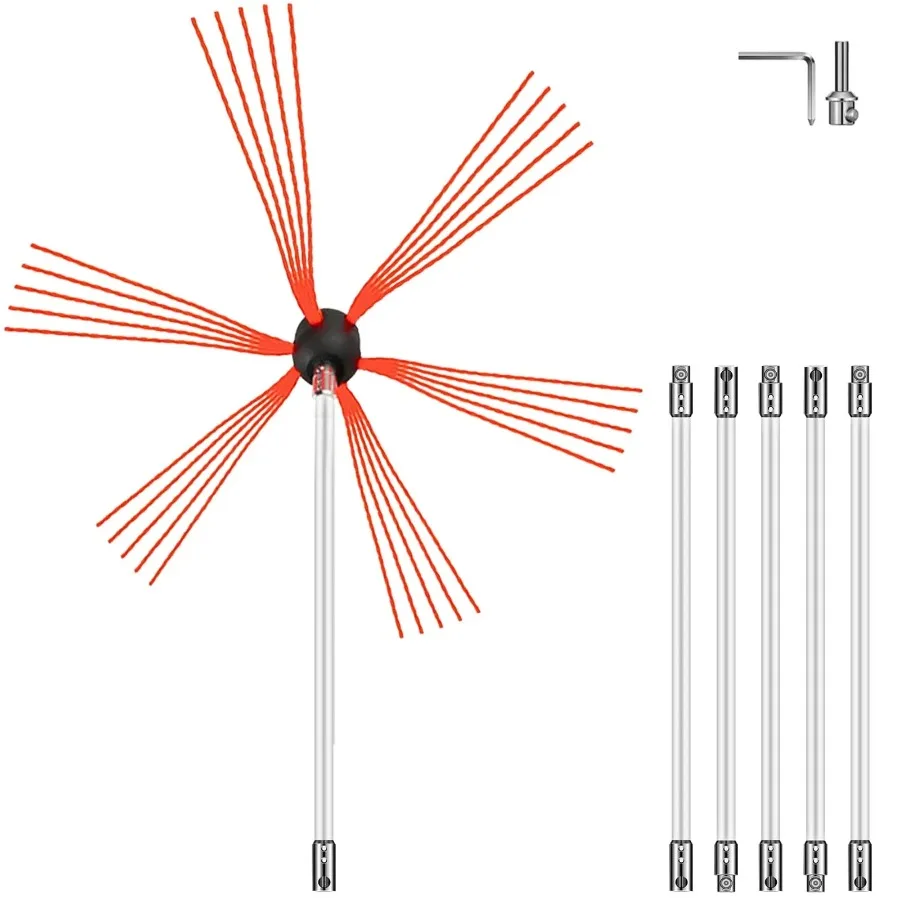 Chimney Sweep Kit 20FT Length Chimney Brush Kit with 6 Nylon ible Rods Rotary Chimney Cleaning Kit Driven by Drill Chimney Cle
Chimney Sweep Kit 20FT Length Chimney Brush Kit with 6 Nylon ible Rods Rotary Chimney Cleaning Kit Driven by Drill Chimney Cle