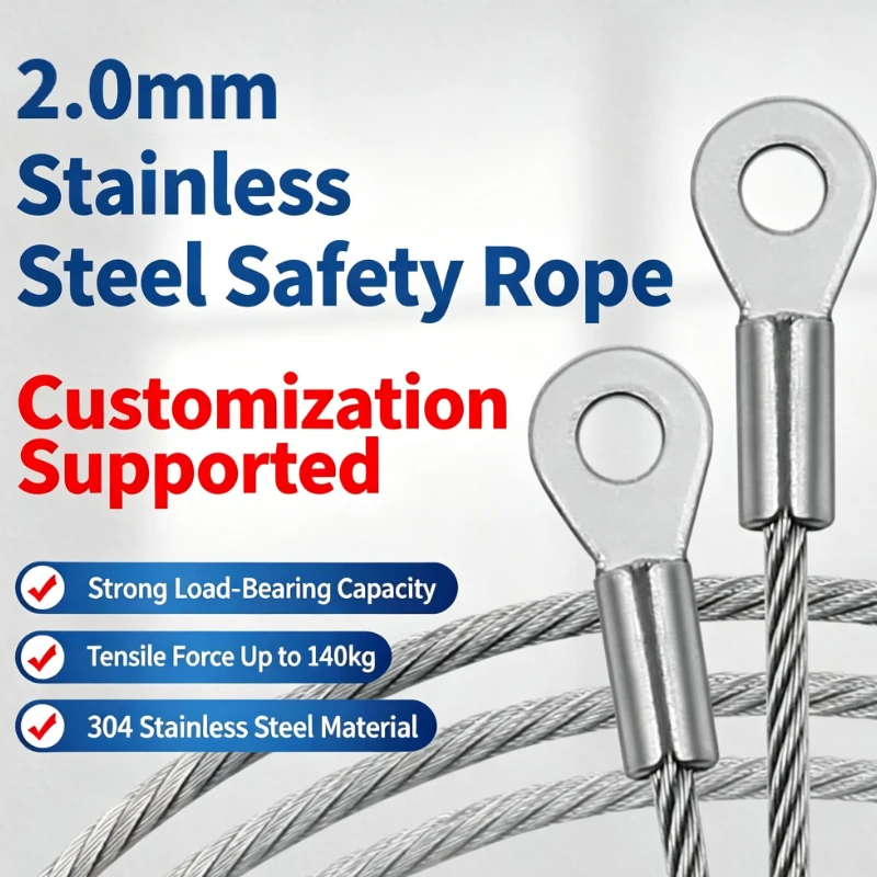 2mm 304 Stainless Steel Safety Wire Rope Lock Clutch Connection Pull Rope Fall Restraint Rope Limit Rope Fish Eye Terminal Rope
2mm 304 Stainless Steel Safety Wire Rope Lock Clutch Connection Pull Rope Fall Restraint Rope Limit Rope Fish Eye Terminal Rope