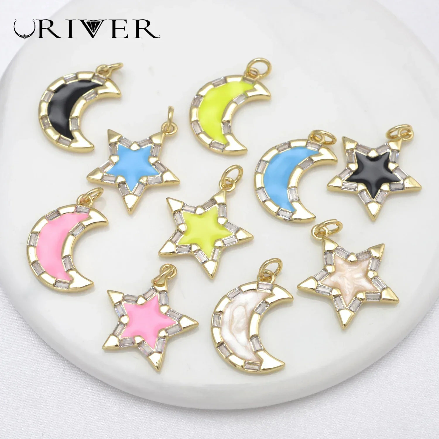 10 Pcs Star Moon Pendant for Diy Necklace Bracelet Earring Making Supplies Multi Color Zircon Charms Brass Jewelry Accessories
10 Pcs Star Moon Pendant for Diy Necklace Bracelet Earring Making Supplies Multi Color Zircon Charms Brass Jewelry Accessories