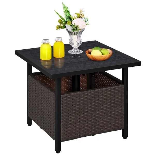 Patio Wicker Side Table with Patio Umbrella Hole for Garden,Terrace and Poolside
Patio Wicker Side Table with Patio Umbrella Hole for Garden,Terrace and Poolside