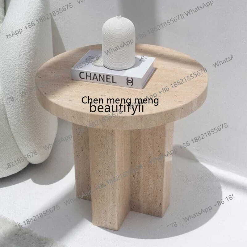 Natural travertine edge few household small apartment living room sofa side table leisure small round table wabi sandy wind2936
Natural travertine edge few household small apartment living room sofa side table leisure small round table wabi sandy wind2936