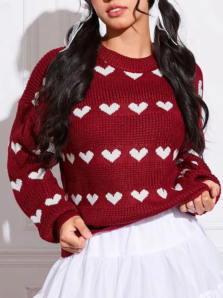 Новый осенне-зимний удобный мягкий свитер с сердечками, пуловер с длинными рукавами и круглым вырезом, красный теплый универсальный женский костюм
Новый осенне-зимний удобный мягкий свитер с сердечками, пуловер с длинными рукавами и круглым вырезом, красный теплый универсальный женский костюм
