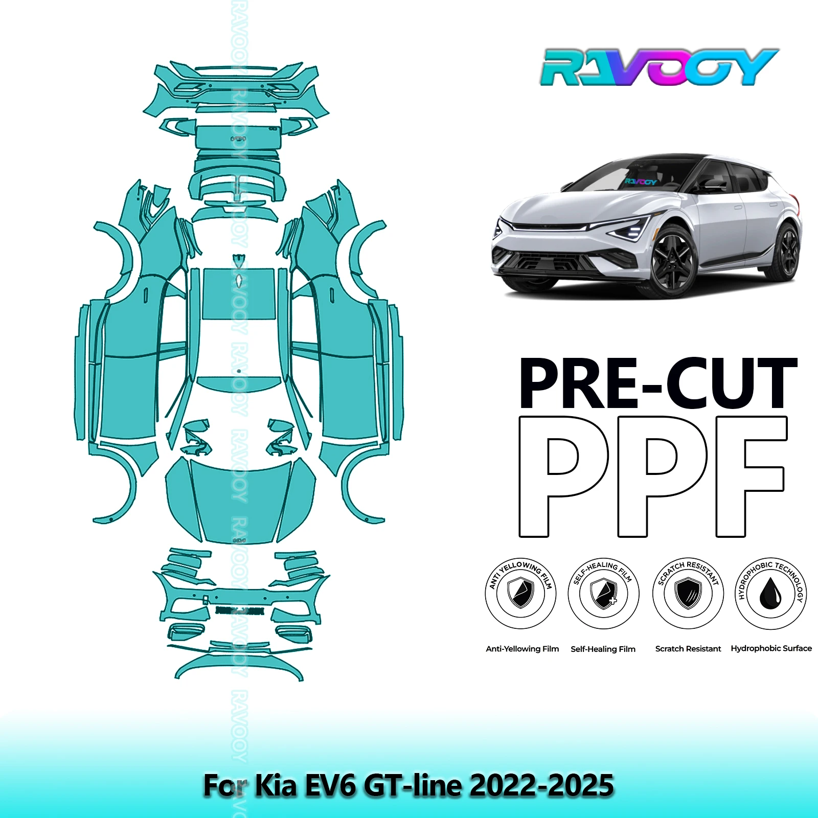8.5Mil Full Vehicle Precut PPF Paint Protection Film For Kia EV6 GT-line 2022-2025
8.5Mil Full Vehicle Precut PPF Paint Protection Film For Kia EV6 GT-line 2022-2025