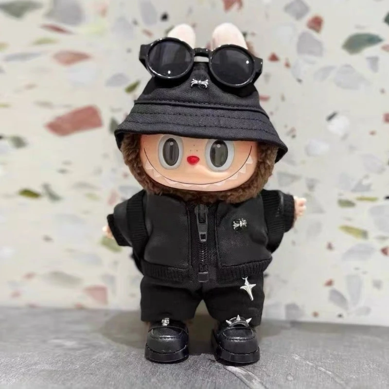 For 15/17cm Labubu Doll luxury Clothes Black Leather jacket outfit set Mini Dolls Clothing backpack shoes sunglasses Accessories
For 15/17cm Labubu Doll luxury Clothes Black Leather jacket outfit set Mini Dolls Clothing backpack shoes sunglasses Accessories